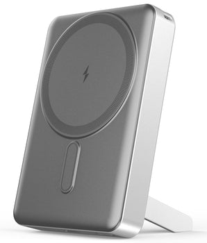 Noise Newly Launched 10000mAh MagSafe Wireless Power Bank: Built-in Stand, Metallic Finish, Upto 15W Wireless & 22W Wired Output, For iPhone 12 & above,Android (Qi-Compatible) + Magnetic Ring (Silver)