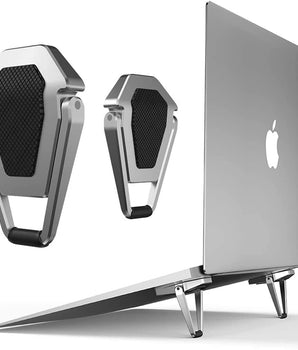 EDNITA Mini Laptop Stand for Desk | Portable Metal PC Desk Stand, Aluminium Cooling Pad Mini Clip Compatible with MacBook Apple Laptop, Lenovo, Dell, Hp, Acer & Other Laptops Pack of-2 (Silver)
