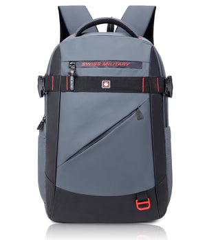 SWISS MILITARY 30L Laptop Travel Backpack for 15.6 Inch Laptop, Unisex Office & College Bag with Luggage Strap, Anti-Theft Pocket, Detachable Key Ring & Expandable Bottle Pocket Grey